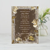 Rustikales Elegance Weißes Rose Brautparty Einladu Einladung (Stehend Vorderseite)