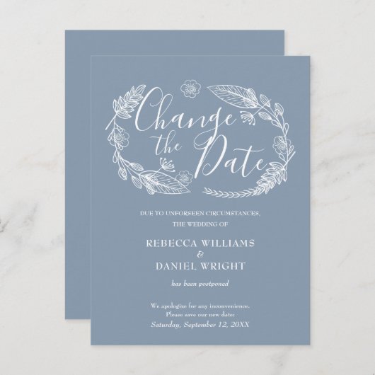 Rustikales Elegant ändert das Datum, an dem die Bl Ankündigungspostkarte (Vorne/Hinten)