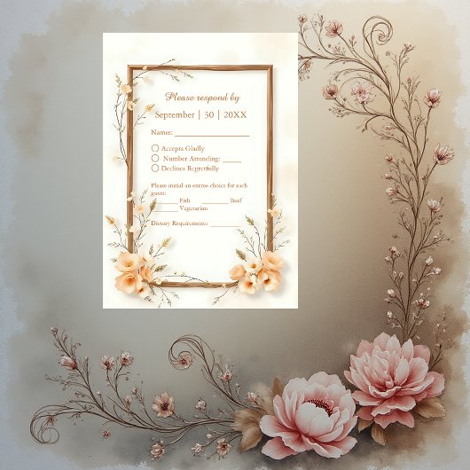 rustikales Elegant blutneutral RSVP Karte