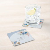 Rustikales Elegant Boho Dusty Blue Pampas Wedding Rechteckiger Pappuntersetzer (Vor Ort)