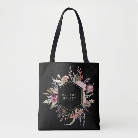Rustikales Elegant Boho Floral mit geometrischem R Tasche (Vorderseite)