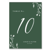 Rustikales Elegant Dark Green Wildblumen Boho Wedd Tischnummer (Vorderseite)