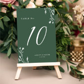 Rustikales Elegant Dark Green Wildblumen Boho Wedd Tischnummer