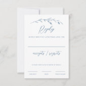 Rustikales Elegant Dusty Blue Wildblume Wedding RSVP Karte (Vorderseite)