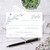 Rustikales Elegant Dusty Blue Wildblume Wedding RSVP Karte