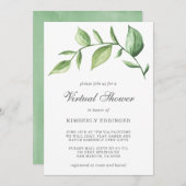 Rustikales Elegant Greenery Virtual Brautparty Einladung (Vorne/Hinten)