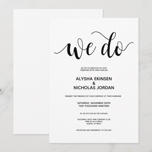 Rustikales Elegant machen wir Einladungs-Karte Programm (Vorne/Hinten)