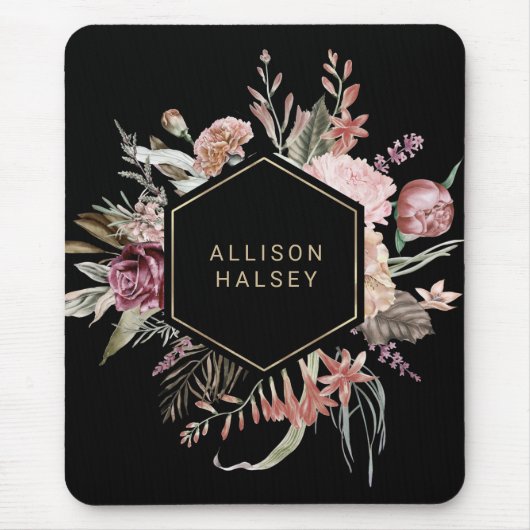 Rustikales Elegant mit geometrischem Rahmen Mousepad (Vorne)