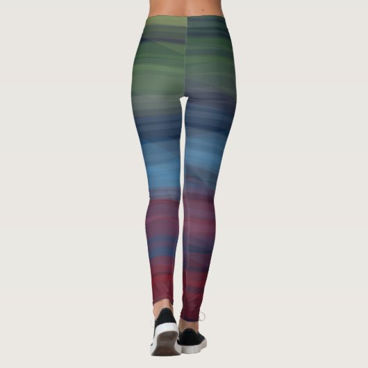 Rustikales Elegant Multicolor Aquamarin Frauen Leggings (Rückseite)