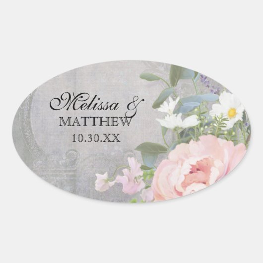 Rustikales Elegant Ovaler Aufkleber (Vorderseite)