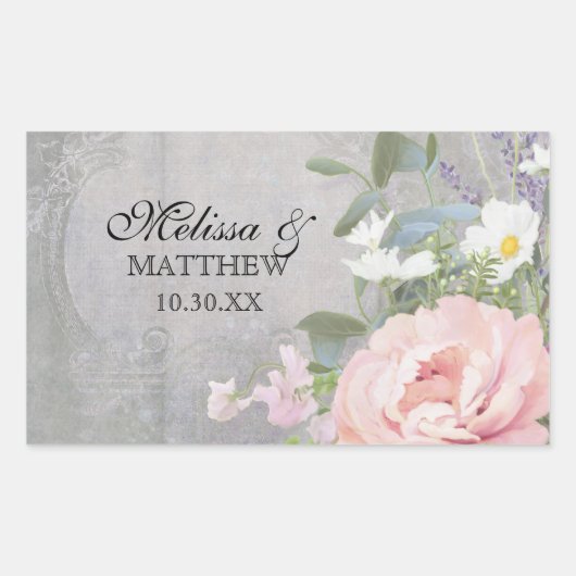 Rustikales Elegant Rechteckiger Aufkleber (Vorderseite)