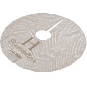 Rustikales Elegant Taupe Herringbone Personalisier Polyester Weihnachtsbaumdecke (Schrägansicht)