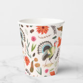 Rustikales Elegant Türkei Erntedank Muster Pappbecher (Vorderseite)