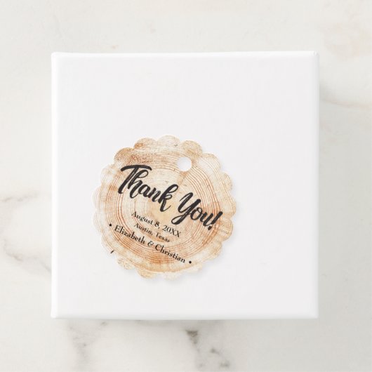 Rustikales Elegant Wedding Wood Cut Danke Geschenkanhänger (Beispiel)