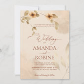 Rustikales Elegante Beige Brown Einladung zur Hoch (Vorderseite)