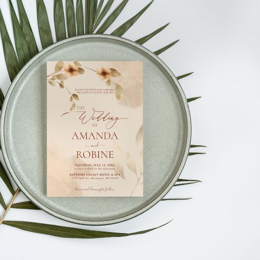 Rustikales Elegante Beige Brown Einladung zur Hoch