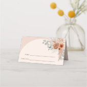 Rustikales Elegante Boho Terracotta Pampas Wedding Platzkarte (Vorderseite)