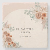 Rustikales Elegante Boho Terracotta Pampas Wedding Steinuntersetzer (Vorderseite)