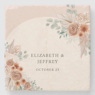 Rustikales Elegante Boho Terracotta Pampas Wedding Steinuntersetzer