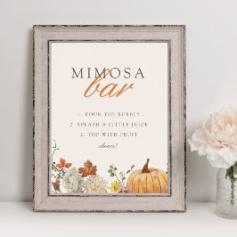 Rustikales Elegante Fall Babydusche Mimosa Bar Zei Poster