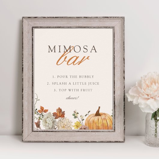 Rustikales Elegante Fall Babydusche Mimosa Bar Zei Poster