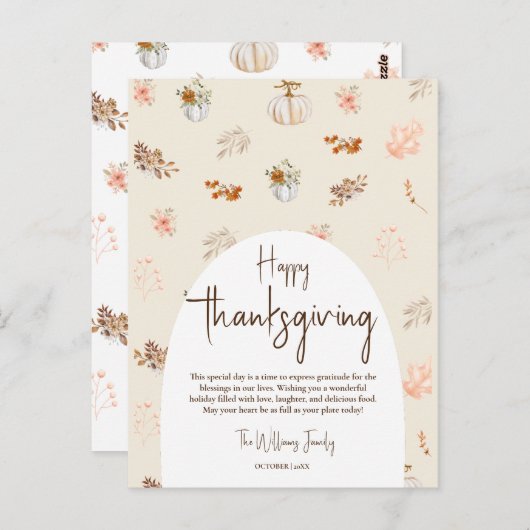 Rustikales Elegante Fall Erntedank Gruß Postkarte (Vorne/Hinten)