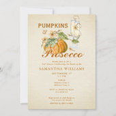 Rustikales Elegante Fall Pumpkin Prosecco Brautpar Einladung (Vorderseite)