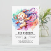 Rustikales Elegante Monkey Geburtstag Einladung (Stehend Vorderseite)