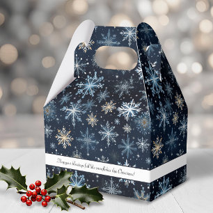 Rustikales Elegantes Blue Snowflakes Geschenkschachtel