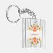 Rustikales elegantes Blumendesign Schlüsselanhänger (Vorderseite links)