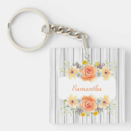 Rustikales elegantes Blumendesign Schlüsselanhänger