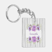 Rustikales elegantes Blumendesign Schlüsselanhänger (Vorderseite links)