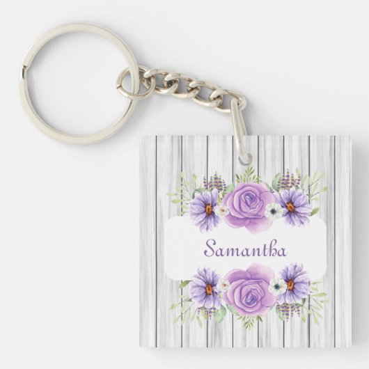 Rustikales elegantes Blumendesign Schlüsselanhänger (Vorderseite)