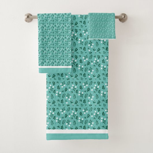 Rustikales Elegantes Blumenmuster Badhandtuch Set (Insitu)