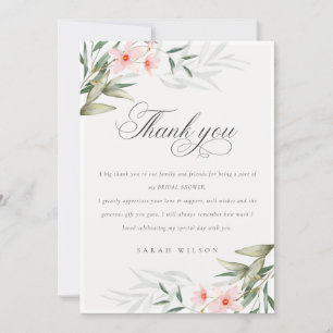 Rustikales Elegantes Blush Greenery Brautparty Dankeskarte
