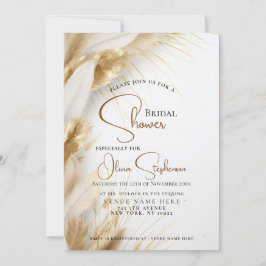 Rustikales Elegantes Bohemisches Floral Gold Pampa Einladung