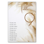 Rustikales Elegantes Bohemisches Floral Gold Pampa Tischnummer (Vorderseite)