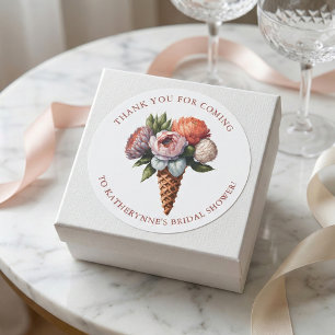 Rustikales Elegantes Boho Ice Cream Brautparty Dan Runder Aufkleber
