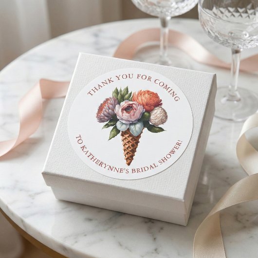 Rustikales Elegantes Boho Ice Cream Brautparty Dan Runder Aufkleber