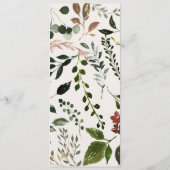 Rustikales, elegantes botanisches Hochzeitsmenü Menükarte (Rückseite)