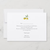 Rustikales elegantes Brautparty Lemon Danke Karten (Rückseite)