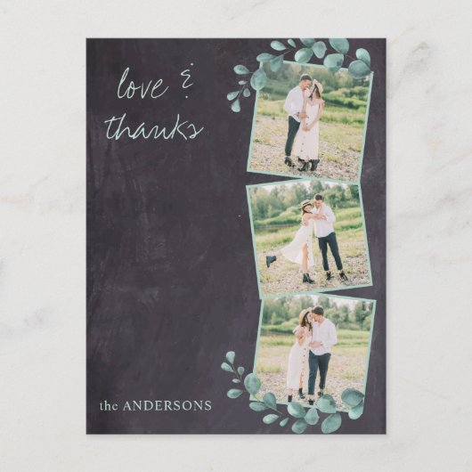 Rustikales elegantes Chalkboard-Foto Hochzeit Viel Postkarte (Vorderseite)