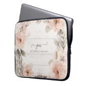 Rustikales, elegantes, florales Foliage Monogramm Laptopschutzhülle (Vorderseite Links)