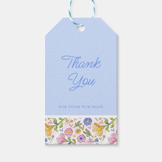 Rustikales Elegantes florales Geschäft Vielen Dank Geschenkanhänger (Vorderseite)