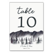 Rustikales Elegantes Gebirge Pinienwald Hochzeit Tischnummer (Rückseite)