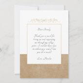 Rustikales Elegantes Goldenes Ornament 2 Foto Absc Dankeskarte (Rückseite)