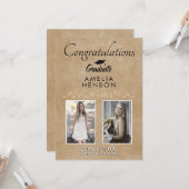 Rustikales Elegantes Goldenes Ornament 2 Foto Absc Karte (Vorderseite/Rückseite Beispiel)