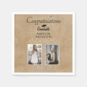 Rustikales Elegantes Goldenes Ornament 2 Foto Absc Serviette (Vorderseite)