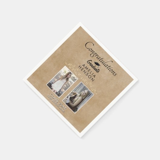 Rustikales Elegantes Goldenes Ornament 2 Foto Absc Serviette (Ecke)