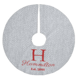 Rustikales Elegantes Graues Herringbone Personalis Polyester Weihnachtsbaumdecke